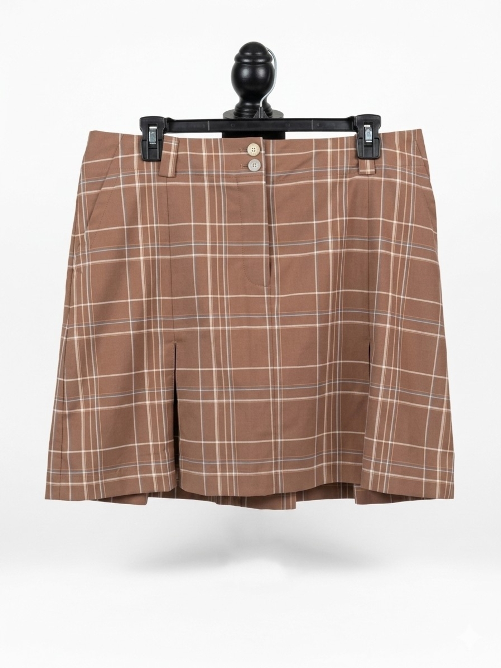 Nike Brown Plaid Skort with Front Button Waist